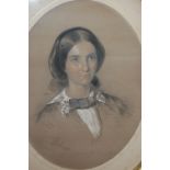 Mid-19th century English school - Head and shoulders pastel portrait of Helen Jane Gillespie,