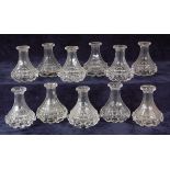 A set of eleven 19th century glass wine decanters,