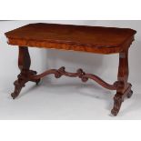 An early Victorian flame mahogany centre table,