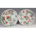 A pair of 19th century Chinese famille verte shallow bowls,