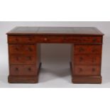 A Victorian mahogany twin pedestal desk,