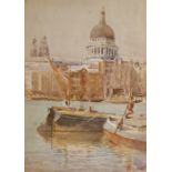 Charles Hannaford (1863-1955) - St Paul's from across the Thames, watercolour, signed lower left,
