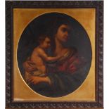 18th century continental school - Madonna and Child, oil on canvas, with old re-lining,