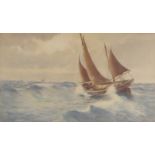 Warren Williams (1860-1941) - Vessels in high seas, watercolour, signed lower right, 36.5 x 62.