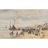 Alexander Ballingall (1870-1910) - Bringing home the catch, watercolour, signed lower left,