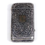 An early 20th century silver and niello combination pocket cigarette and vesta case,