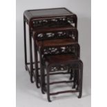 A circa 1900 Chinese 'rosewood' quartetto nest of tables,