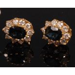 A pair of 18ct gold sapphire and diamond ear studs,