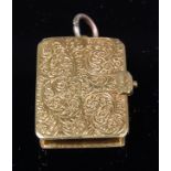 A Victorian 18ct gold miniature vesta case, in the form of a book,