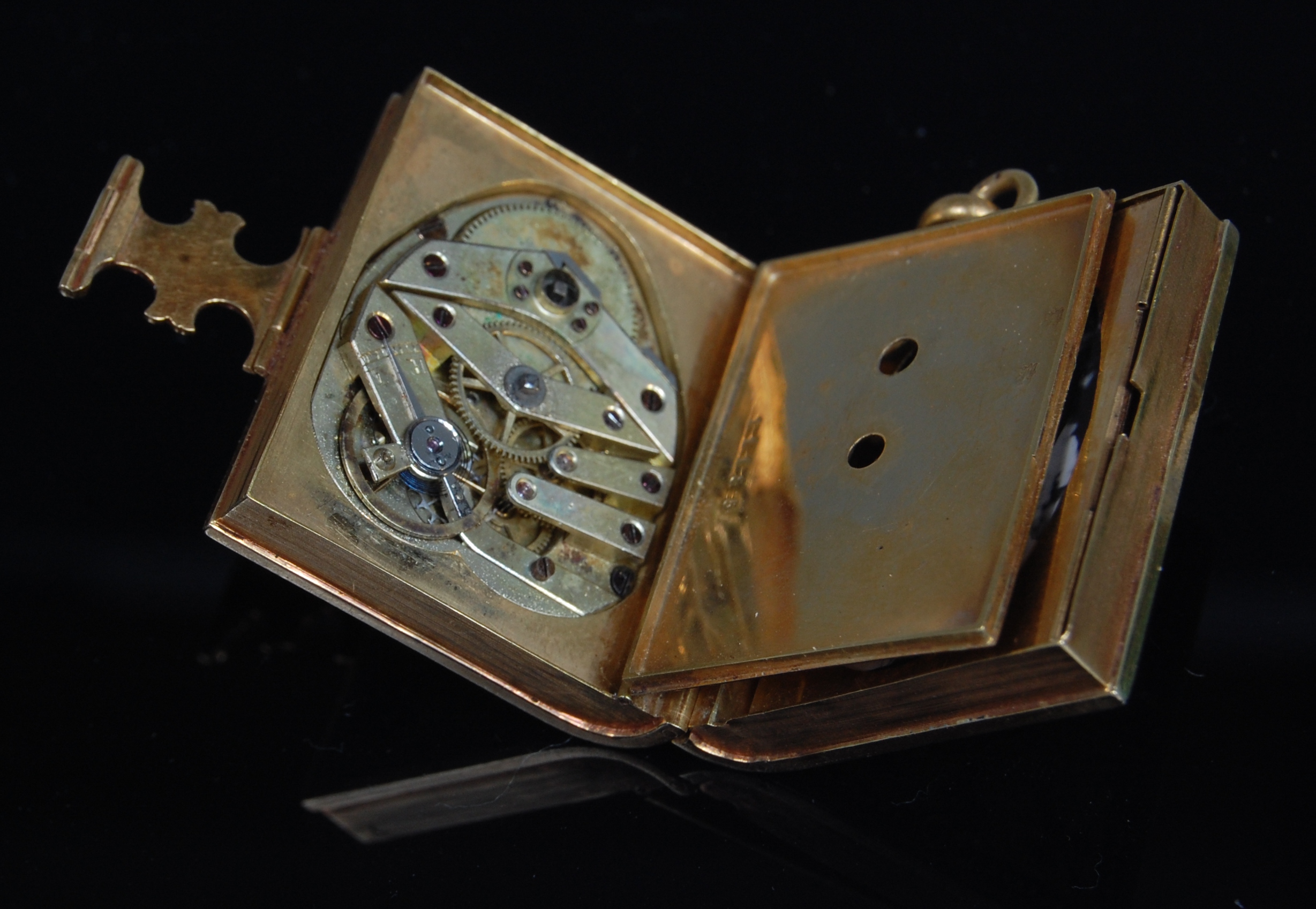 A jewelled gold and enamel watch and picture locket pendant, - Image 6 of 8