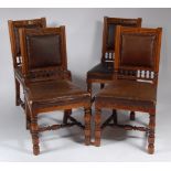 A set of four late 19th century walnut dining chairs by Gillows,