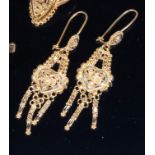 A pair of Middle Eastern 22ct gold ear pendants,
