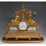 A Robin of Paris - mid-19th century French gilt brass mantel clock,