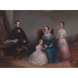 William Moore Snr (1790-1851) - Family portrait, charcoal, pastel and heightened with white,