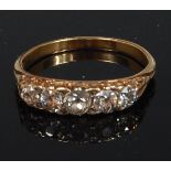 A ladies 18ct gold diamond five stone ring,