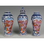 A set of three 19th century Chinese export stoneware vases,