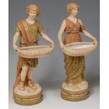 A pair of Royal Dux Art Nouveau porcelain figure groups,