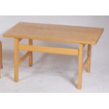 A Hans J Wegner beech rectangular section low occasional table,