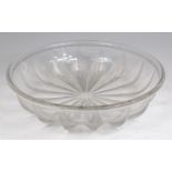 A large Lalique clear glass moulded table bowl, of circular form,