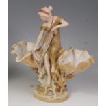 A Royal Dux Art Nouveau porcelain table centrepiece,