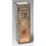 A Troika square section pottery slab-sided vase, each side with geometric designs,