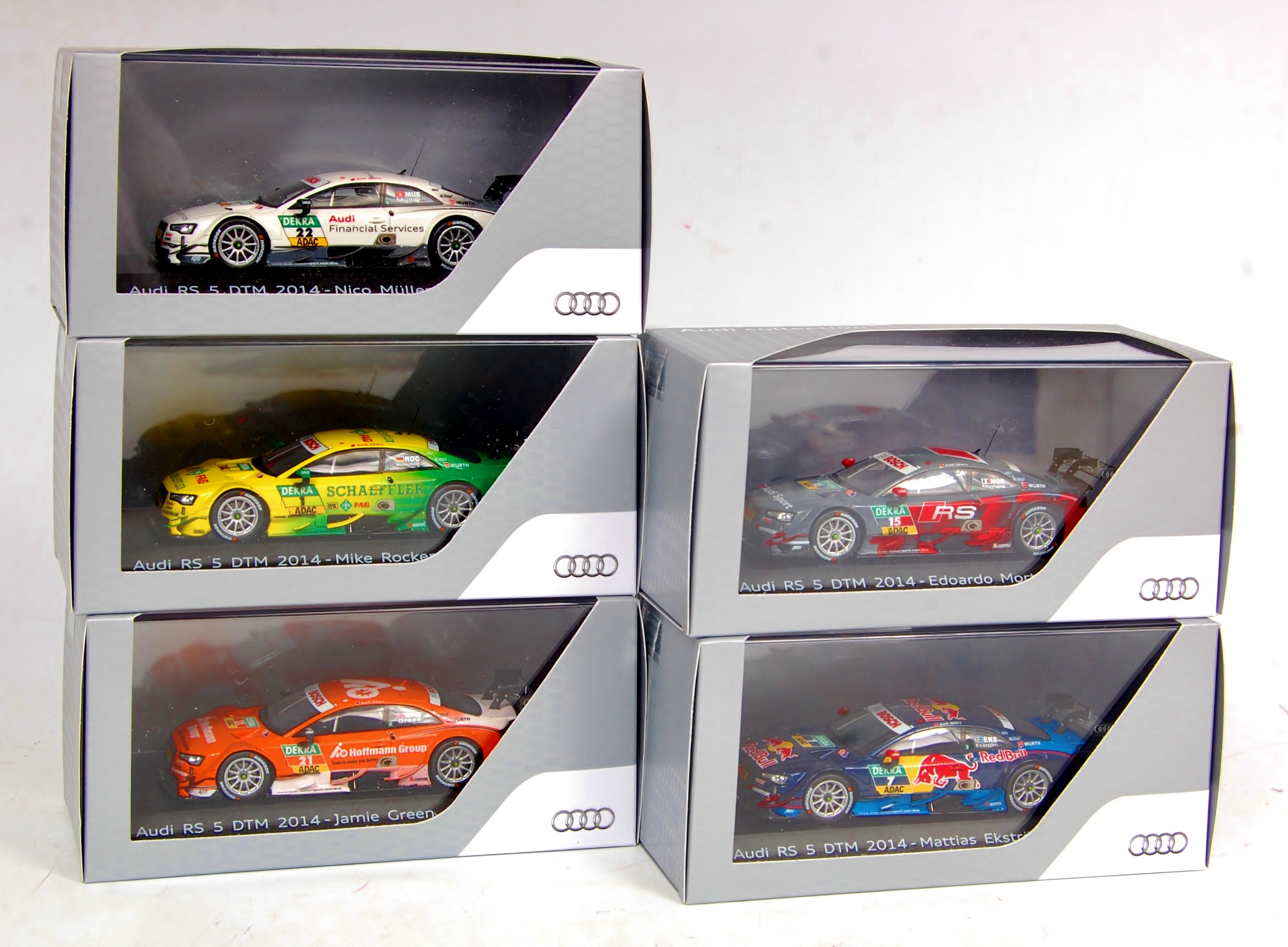 Audi Collection by Spark Models 1/43rd scale resin DTM Racing Car group, 5 boxed as issued examples,