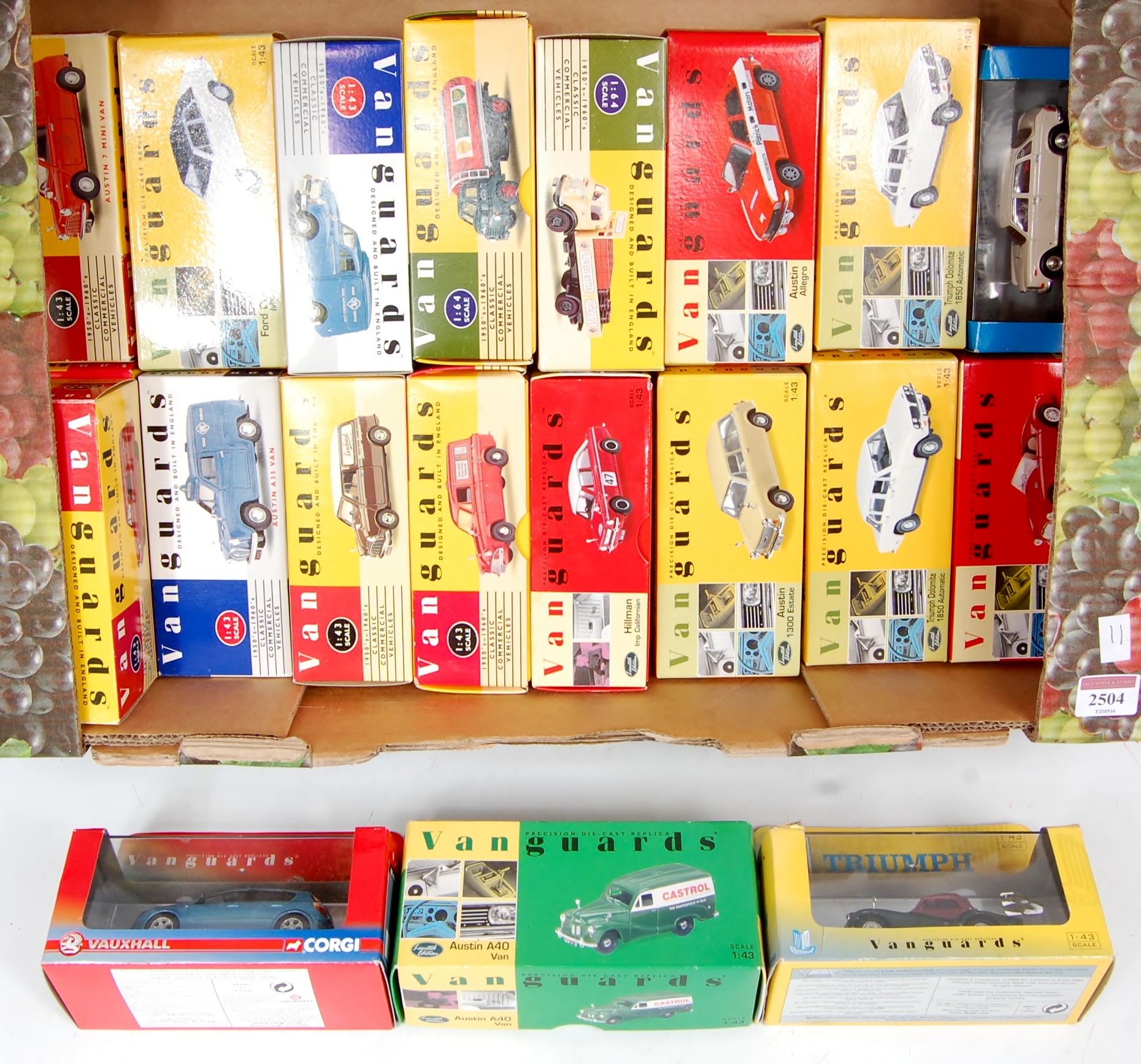 20 Boxed Vanguards 1/43rd scale diecast vehicles, to include commercial, saloons and Rally Cars,