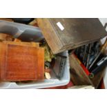 A collection of various hand tools to include mahogany cased tap and die set,
