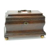 A George III mahogany and inlaid fitted tea caddy,