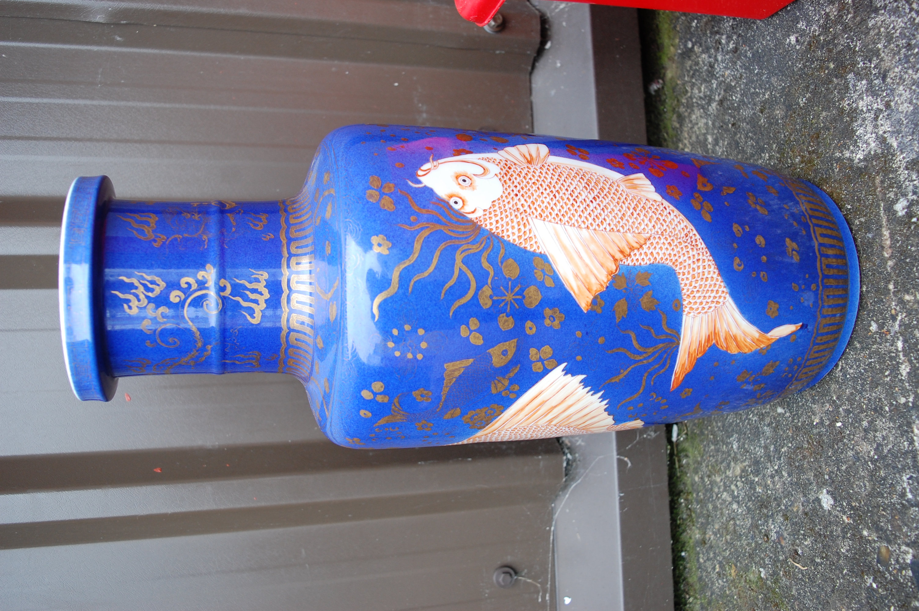 A Chinese glazed stoneware Rouleau fish vase, - Image 7 of 12