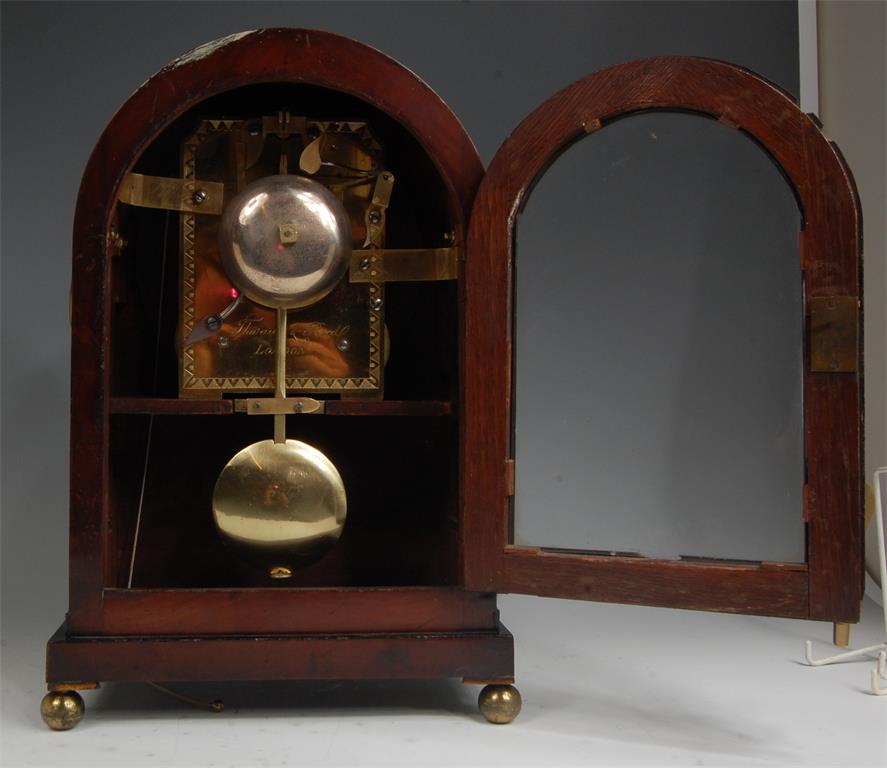 A Thwaites & Reed of London Regency mahogany and brass inlaid bracket clock, - Image 3 of 4