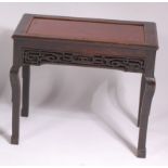 A circa 1900 Chinese hardwood and rouge marble topped low occasional table,