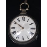 A George IV silver pair cased gents open face pocket watch,