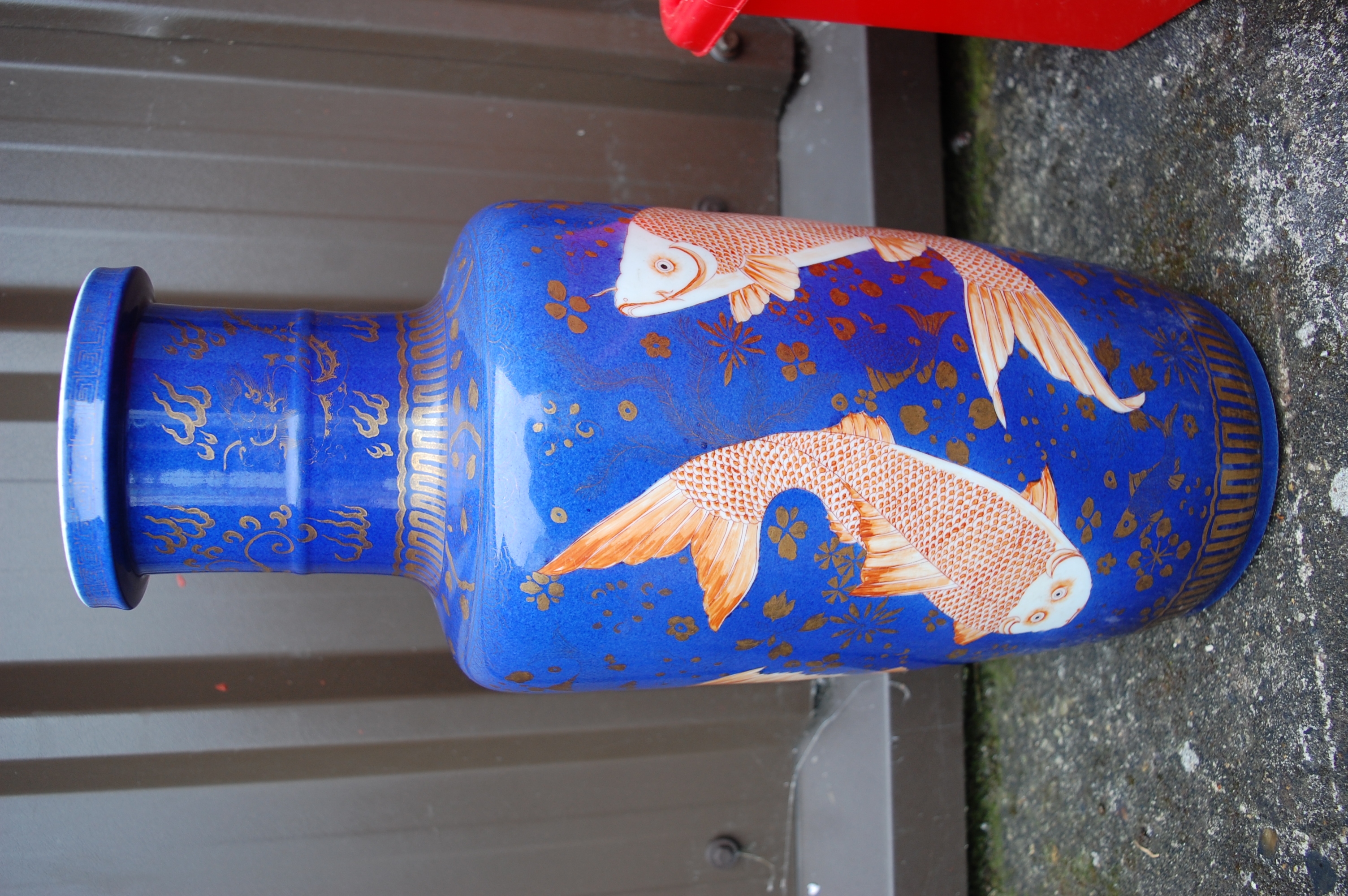 A Chinese glazed stoneware Rouleau fish vase, - Image 9 of 12