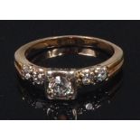 A yellow metal and diamond five stone dress ring,