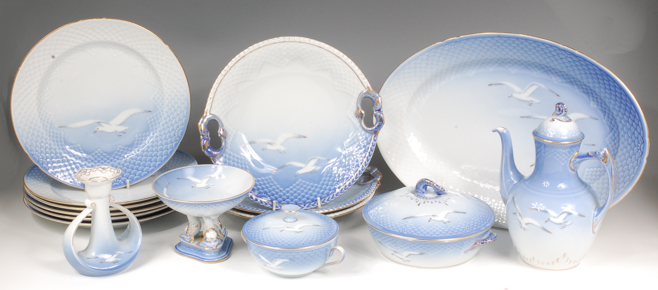A Bing & Grondahl of Copenhagen porcelain six place setting dinner service, in the Seagull pattern,