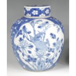 A 19th century Chinese export blue and white jar and cover, of baluster form,