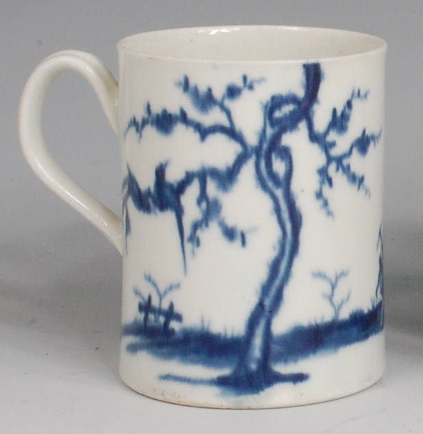 A first period Worcester blue and white tankard, decorated with Chinese figures in a landscape, - Image 2 of 2