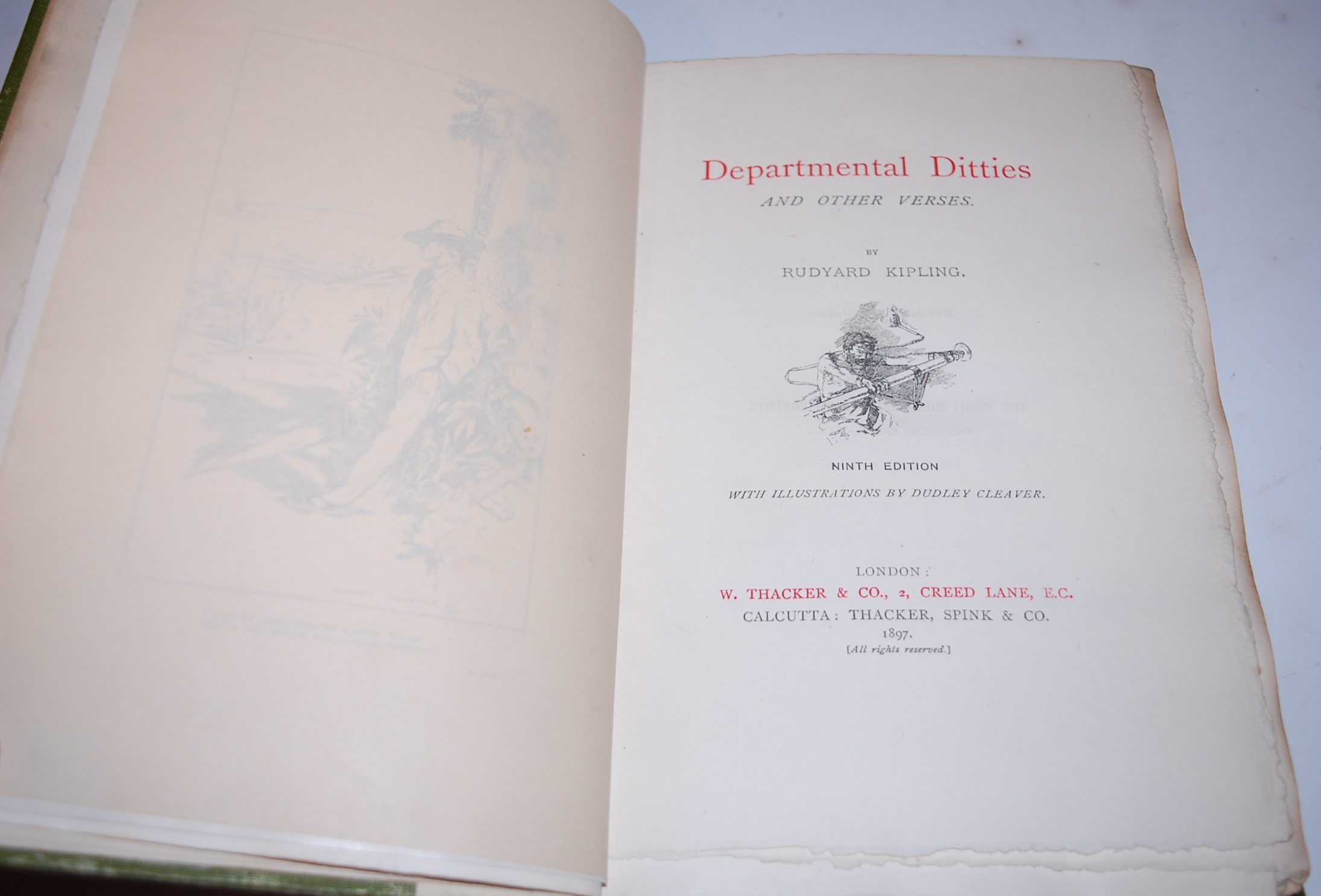 KIPLING Rudyard, Departmental Ditties, London, Thacker & Co 1897, 9th edition,