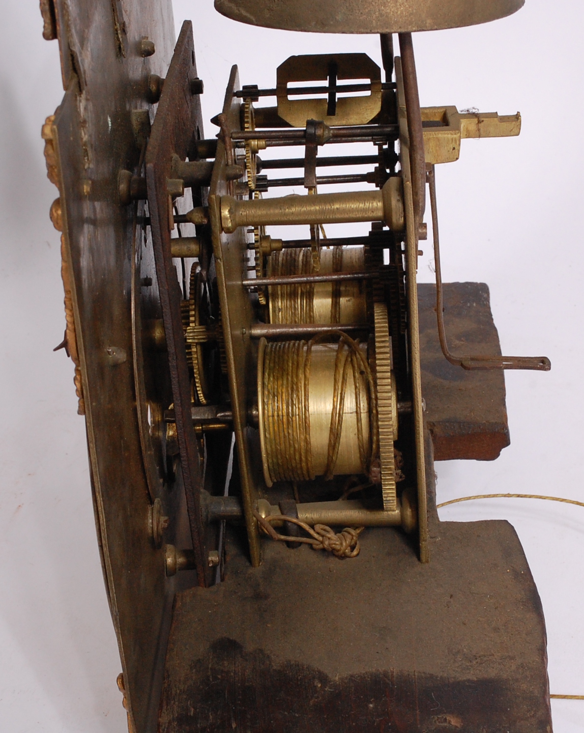 John Hemmers of London 18th century(?) brass longcase clock dial and movement only, - Image 4 of 4