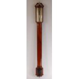 An early 19th century walnut bowfront stick barometer, the silvered dial signed 'Lerboni,