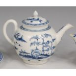 A first period Worcester bullet shaped teapot and cover,