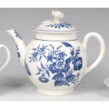 A first period Worcester porcelain teapot and cover, of bullet shape,