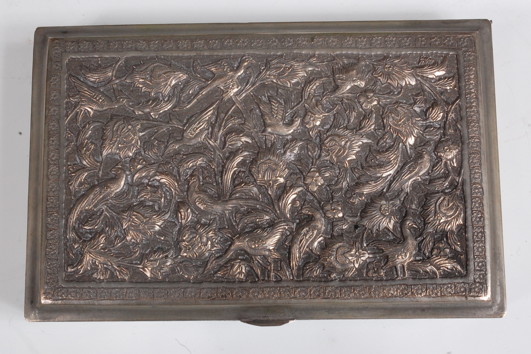 A late 19th century Isfahan white metal table box, - Image 2 of 3