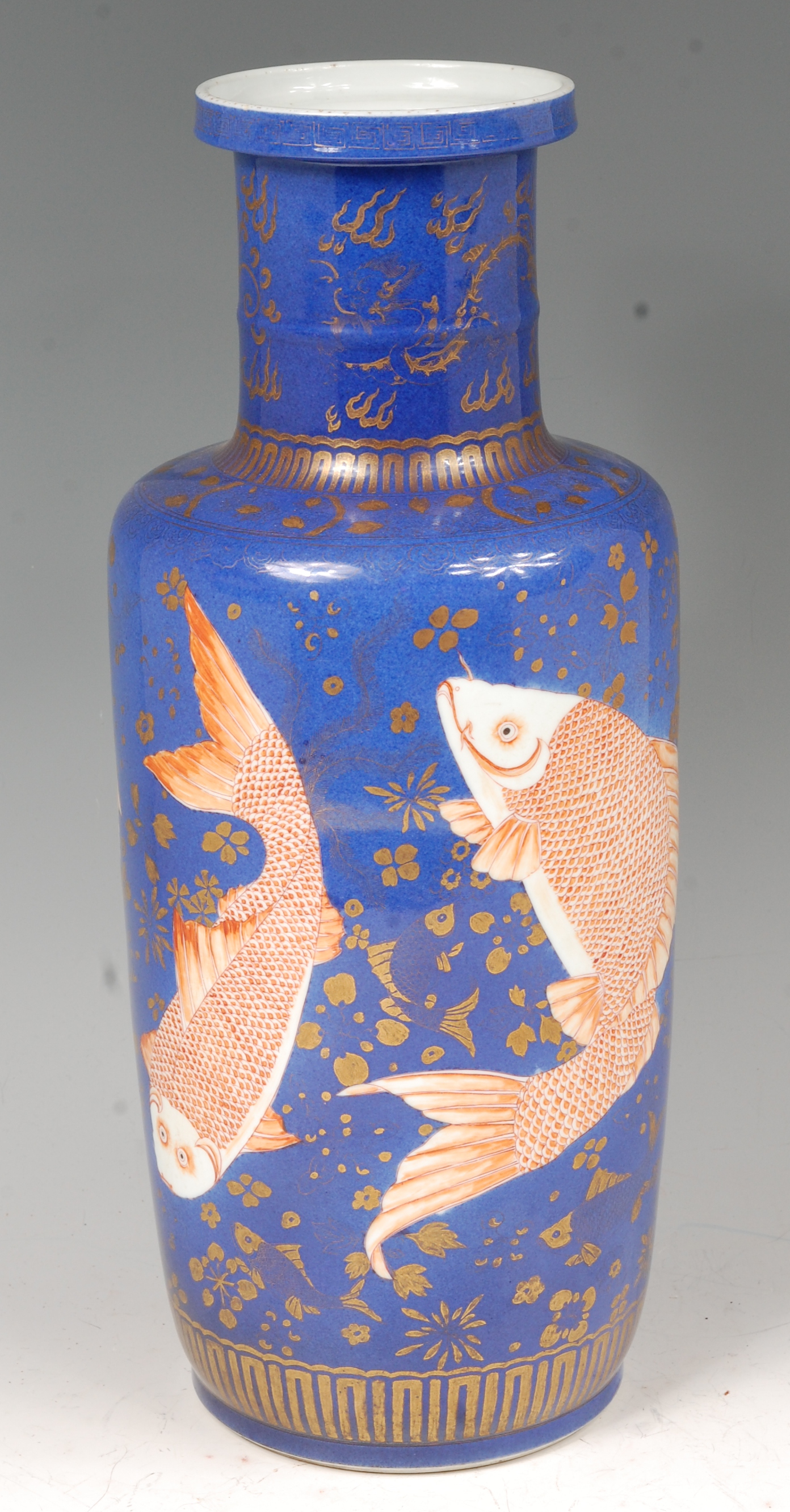 A Chinese glazed stoneware Rouleau fish vase,