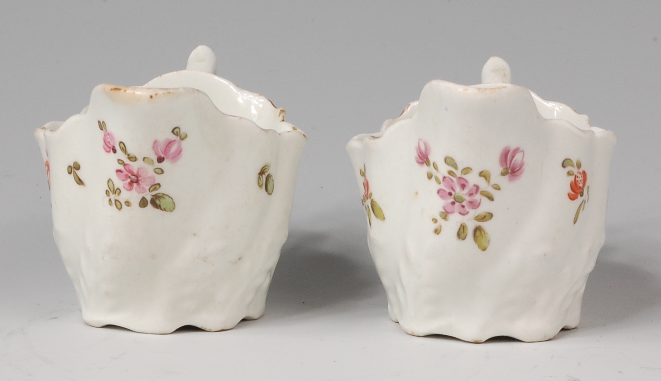A pair of Lowestoft porcelain cream boats, of low Chelsea ewer form, - Image 3 of 3