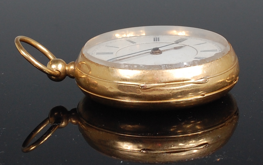 A late Victorian 18ct gold cased gents open faced pocket watch, - Image 3 of 3