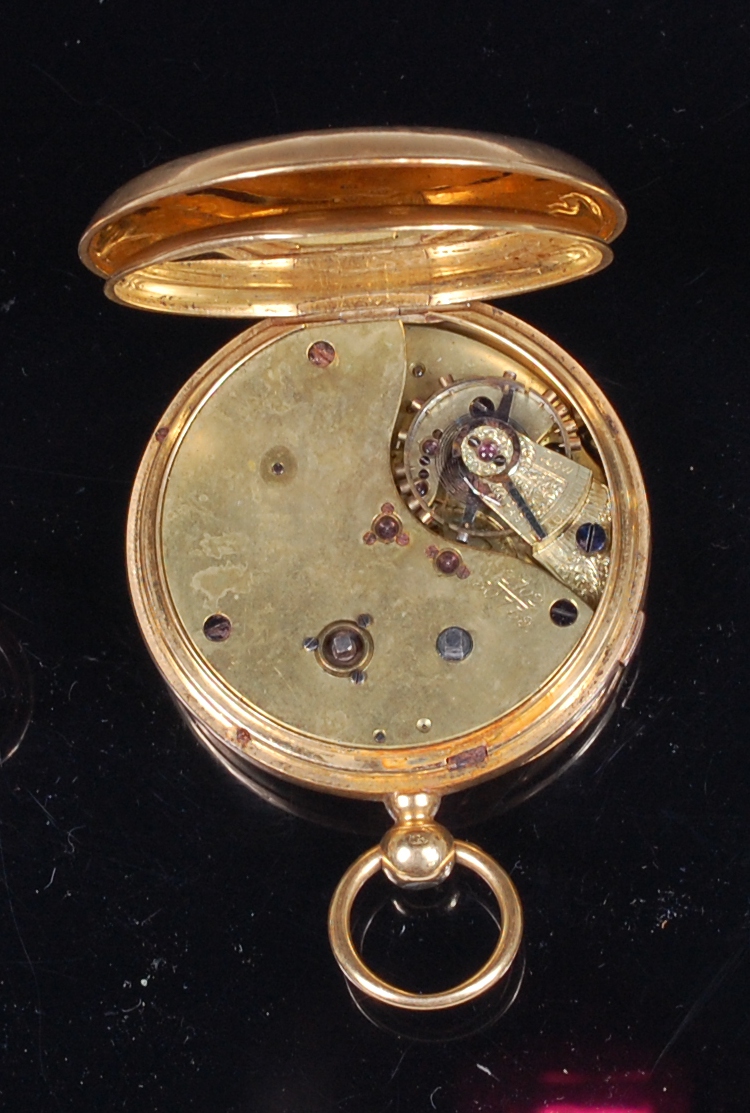 A late Victorian 18ct gold cased gents open faced pocket watch, - Image 2 of 3