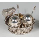 A late 19th century Mappin & Webb silver plated cruet set,