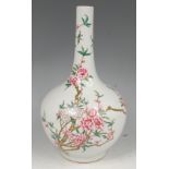 A Chinese globular bottle vase, having straight narrow neck,